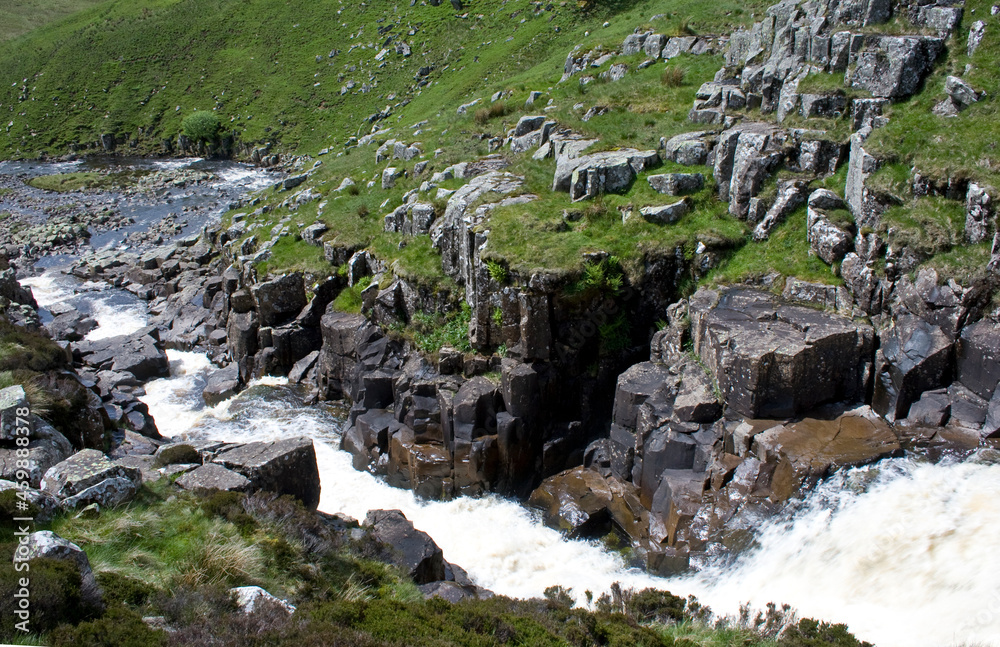 View from the Pennine Way at the top of Cauldron Snout, a waterfall in Teesdale