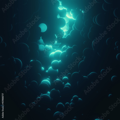 underwater background with abstract spheres