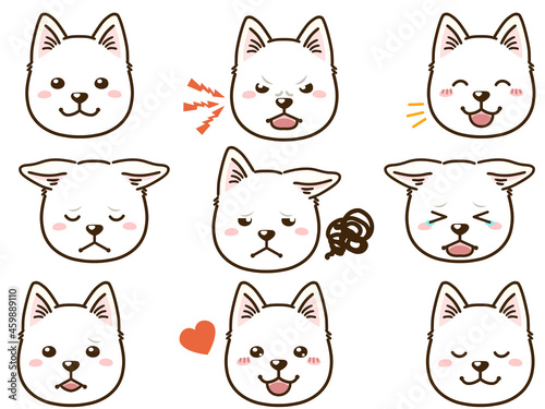 北海道犬（白）の表情顔アイコン