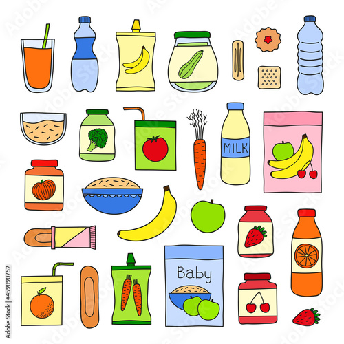 Collection of doodle baby foods.