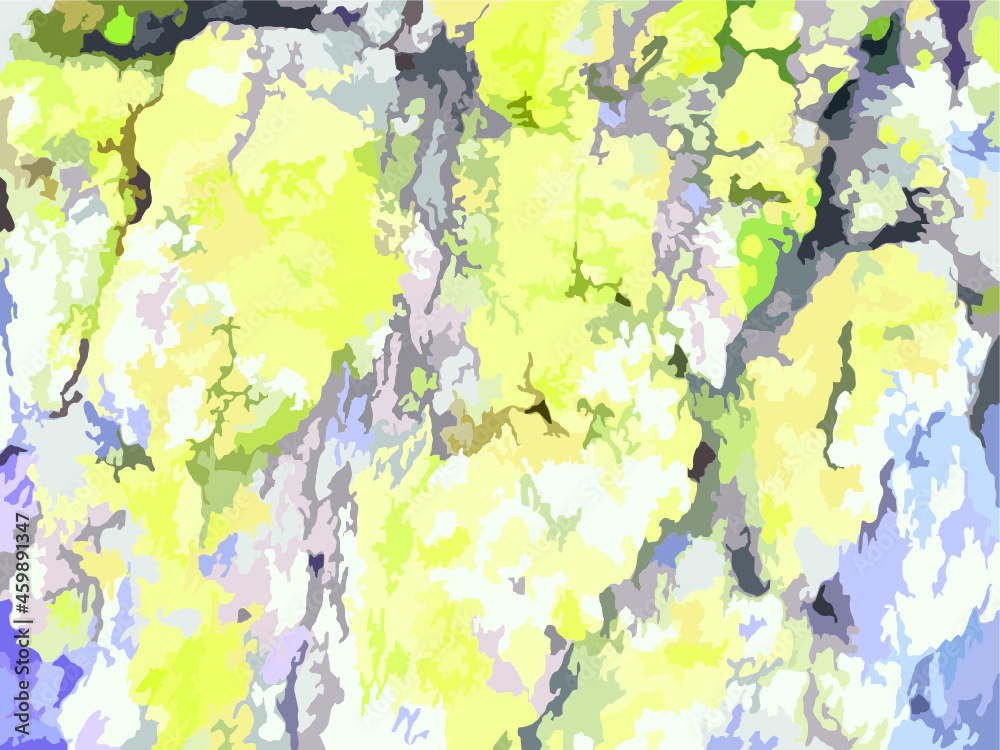 Daylight colored tree background with moss for camouflage. Grunge rotten wood with moss in yellow-green tones for background and texture, prints and fabric products, creative autumn compositions, etc.