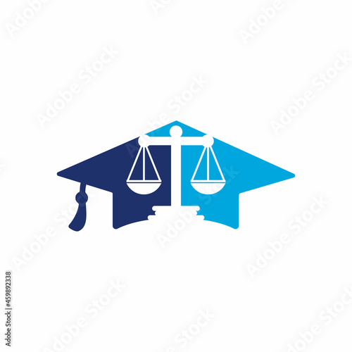 Law scale with graduation cap icon logo design. Law education vector logo concept. © irfanKhan