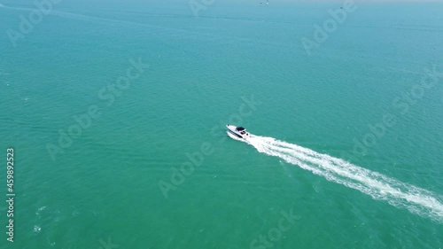 Wallpaper Mural Aerial view of  a speedboat in the atlantic ocean in Paraty - Rio de Janeiro, Brazil Torontodigital.ca