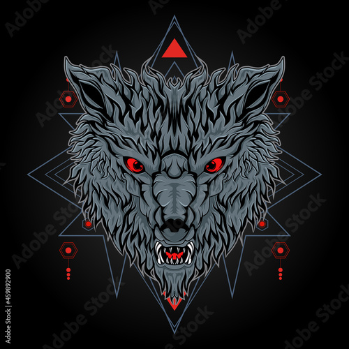 Killer Wolf With Sacred Geometry Illustration
