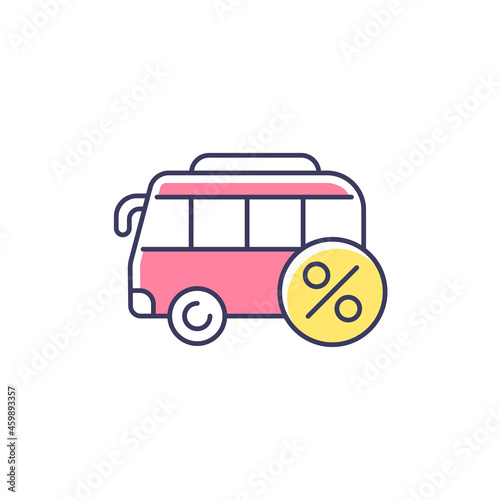 Commuting assistance RGB color icon. Company-paid travel to workplace. Employee transportation. Financial incentive. Reduce traffic congestion. Isolated vector illustration. Simple filled line drawing