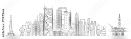 Foto Petroleum oil refinery complex low poly business concept