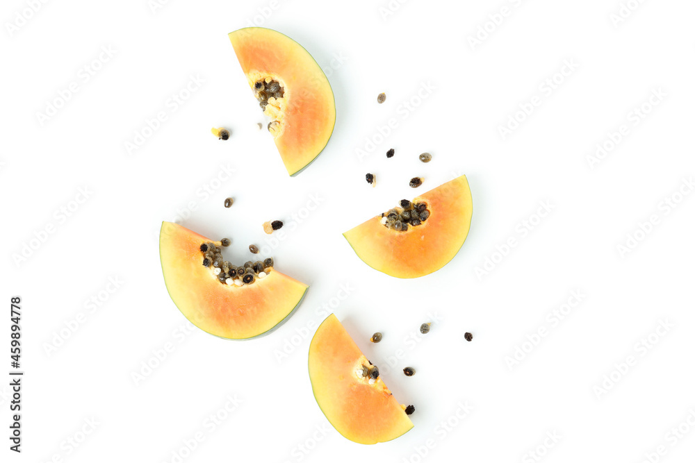 Fresh ripe papaya isolated on white background