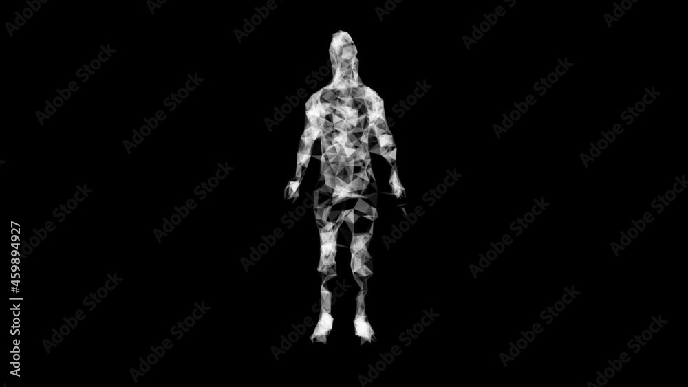 Low poly body animation of rotation from points and lines with changing link s for artificial intelligence medical and video editing. Futuristic digital concept with copy space loop 4k. Low poly body animation of rotation from points and lines with changing link s for artificial intelligence medical and video editing. Futuristic digital concept with copy space loop 4k.