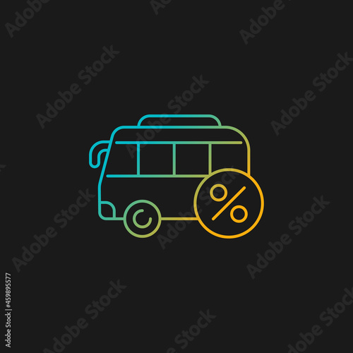 Commuting assistance gradient vector icon for dark theme. Company-paid travel to workplace. Employee transportation. Thin line color symbol. Modern style pictogram. Vector isolated outline drawing