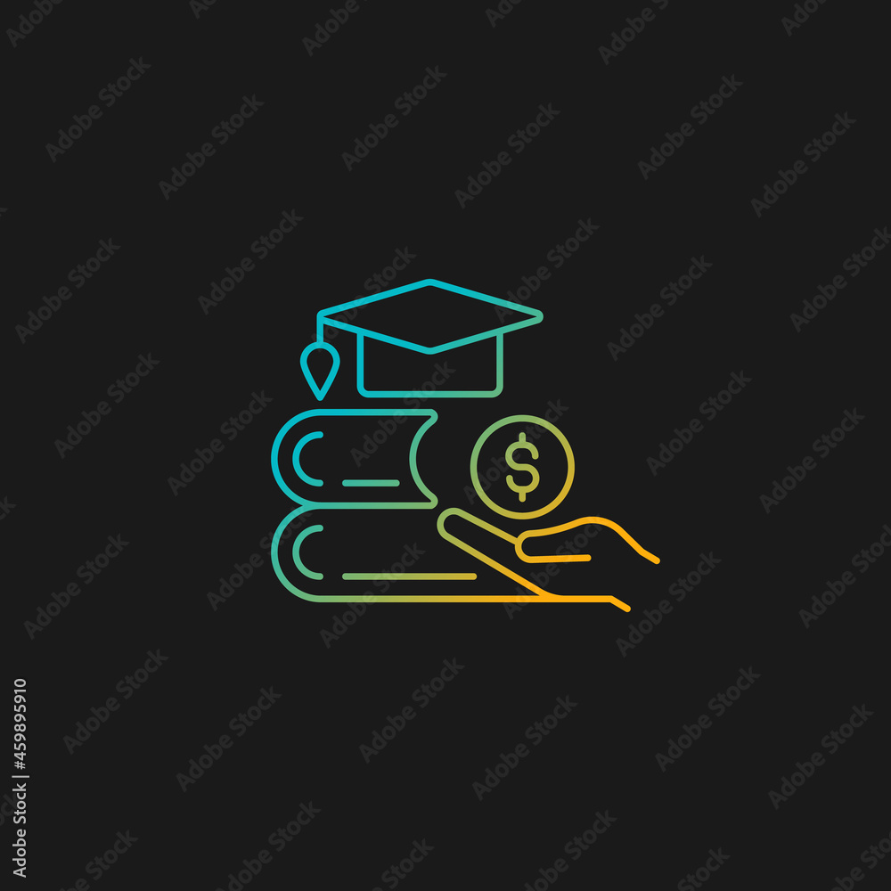 Tuition reimbursement gradient vector icon for dark theme. Compensation ...