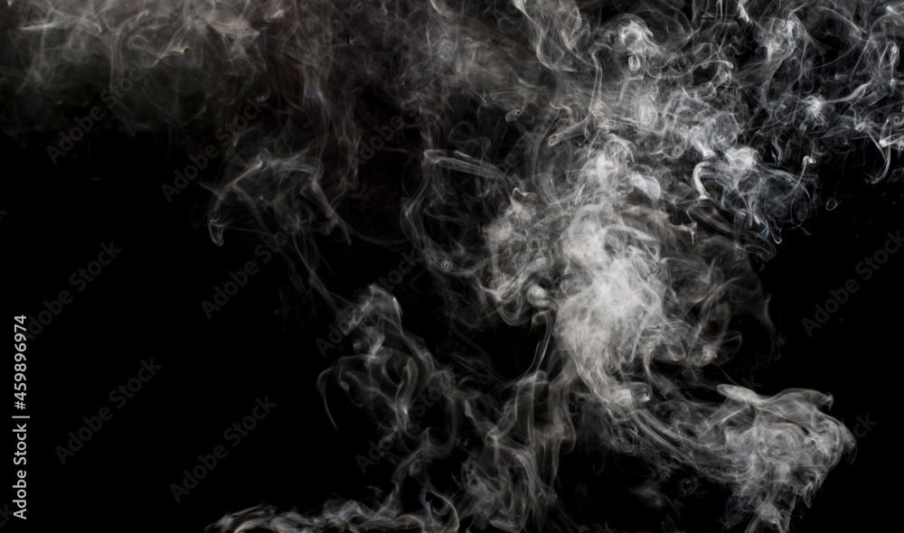White fog or smoke collection on black background