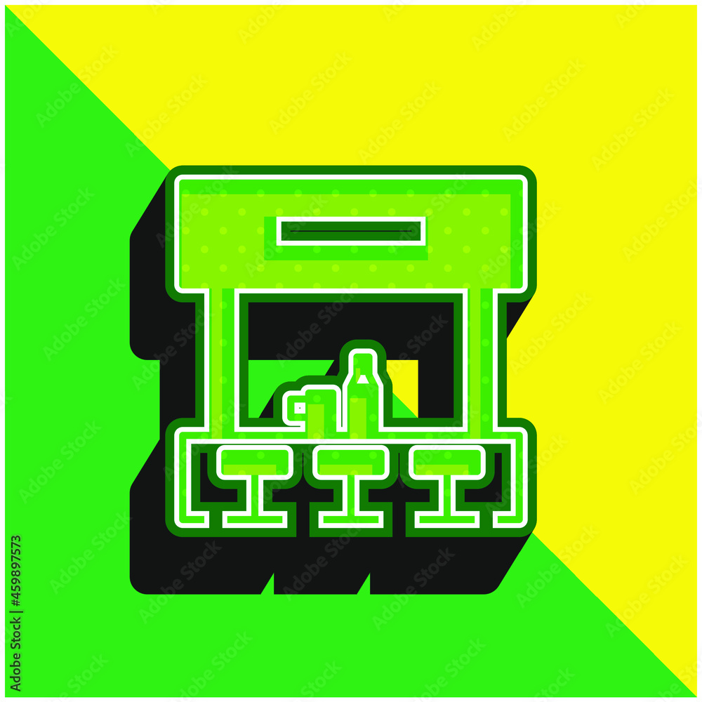 Bar Green and yellow modern 3d vector icon logo Bar Green and yellow modern 3d vector icon logo