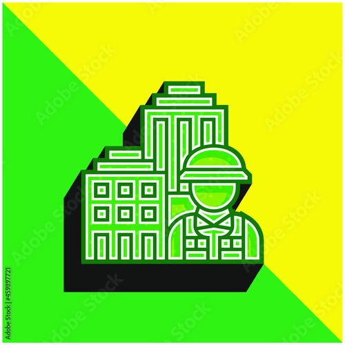 Architecture Green and yellow modern 3d vector icon logo