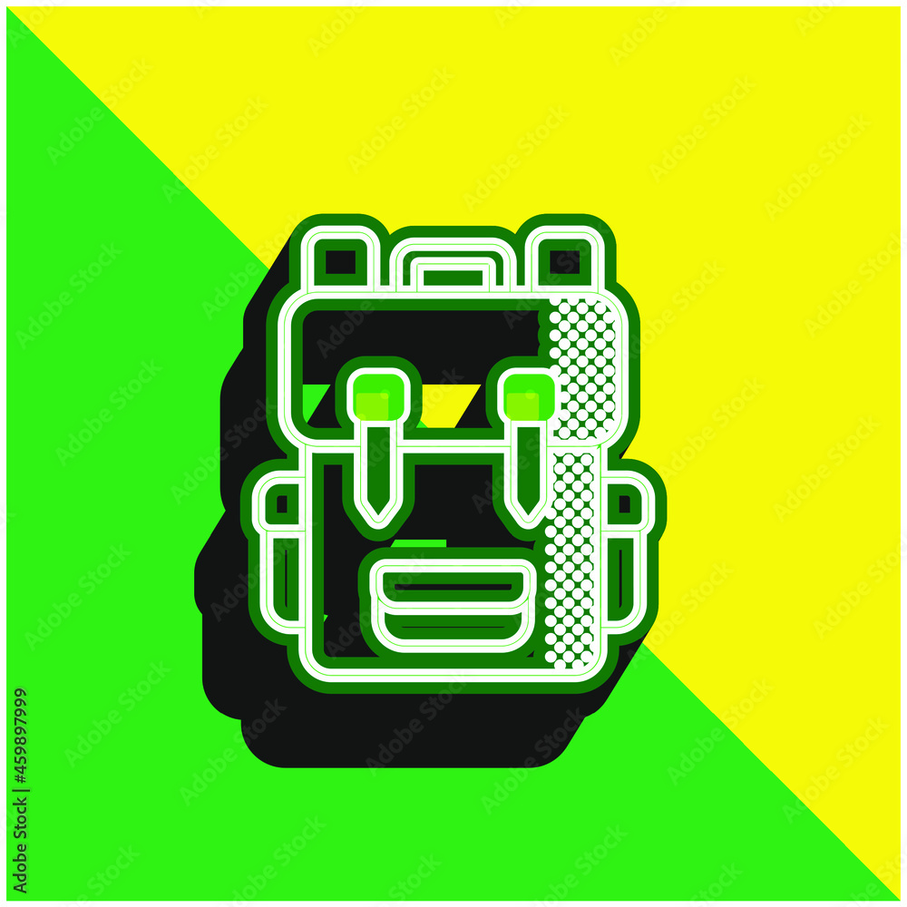 Backpack Green and yellow modern 3d vector icon logo Backpack Green and yellow modern 3d vector icon logo