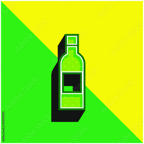 Bottle Green and yellow modern 3d vector icon logo