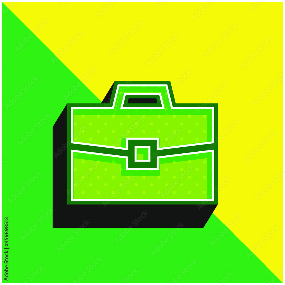 Briefcase Green and yellow modern 3d vector icon logo Briefcase Green and yellow modern 3d vector icon logo