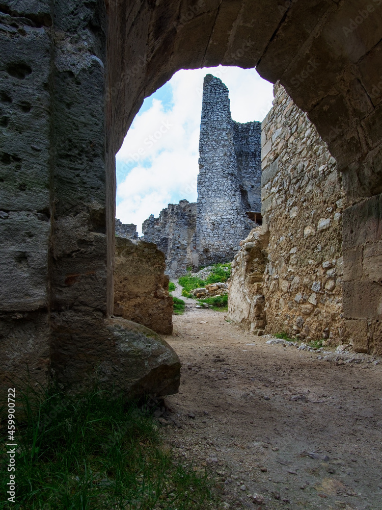 Tematin castle ruins, Slovak republic, Europe. Travel destination. Slovak historical castles, chateaus and churches.
