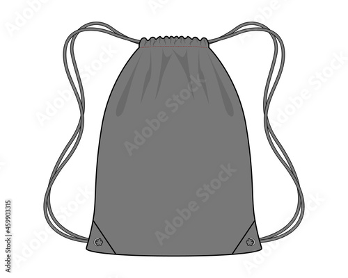 Blank Gray Drawstring Bag Template Vector On White Background
