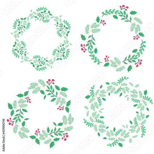 Set of Christmas wreaths, frames, borders