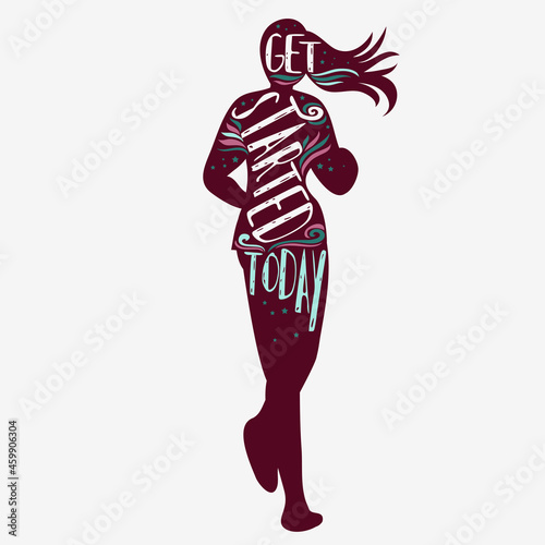 Running girl. Motivational and inspirational illustration.