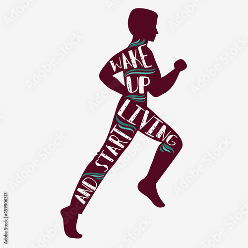 Sport/Fitness typographic poster. Running man.
