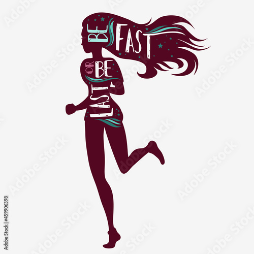 Running girl. Motivational and inspirational illustration.