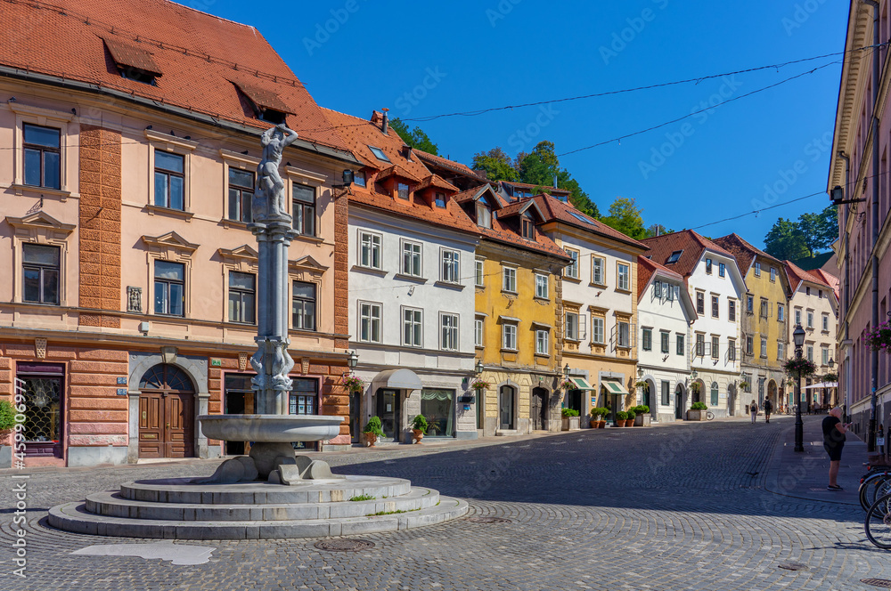 colorful old town cityscape of Ljubljana Slovenia