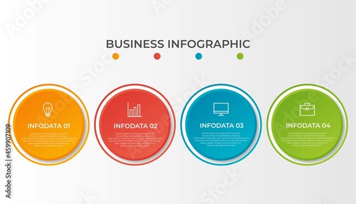 Business process infographic template. Thin line design with numbers 4 options or steps. Vector illustration graphic design