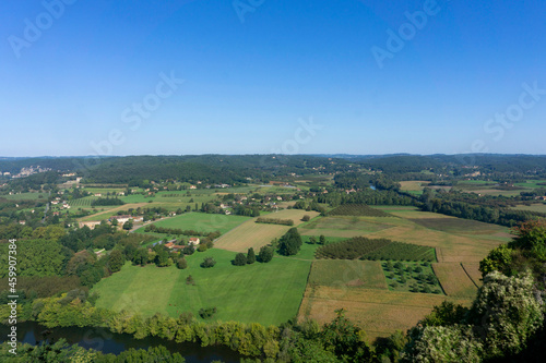 High angle view of the Vezere valley from the village of Domme in Dordogne, France