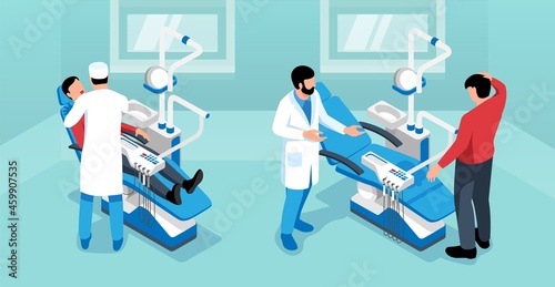 Dentist Isometric Horizontal Illustration