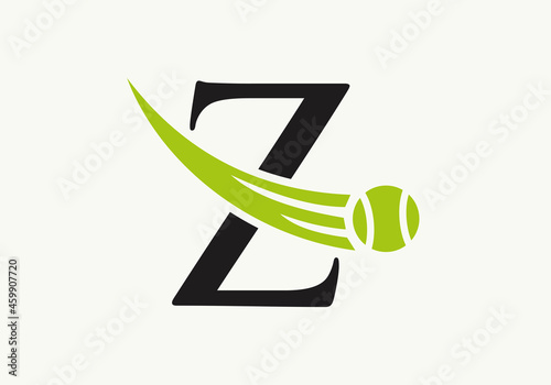 Tennis Logo Design Template On Letter Z. Tennis Sport Academy, Club Logo With Z Letter