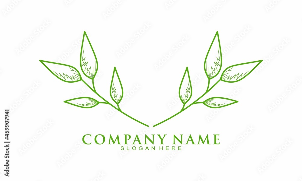Elegant aesthetic leaf vector logo Elegant aesthetic leaf vector logo