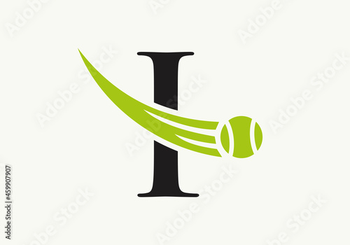 Tennis Logo Design Template On Letter I. Tennis Sport Academy, Club Logo With I Letter