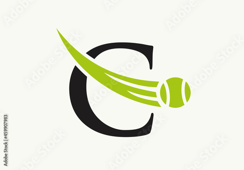 Tennis Logo Design Template On Letter C. Tennis Sport Academy, Club Logo With C Letter