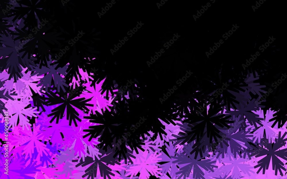 Dark Purple vector doodle template with flowers.