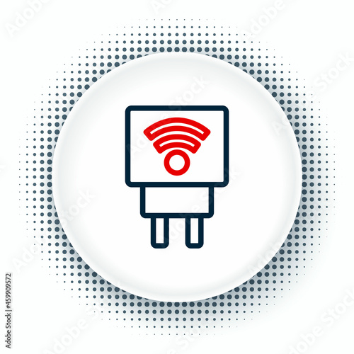 Line Smart electric plug system icon isolated on white background. Internet of things concept with wireless connection. Colorful outline concept. Vector