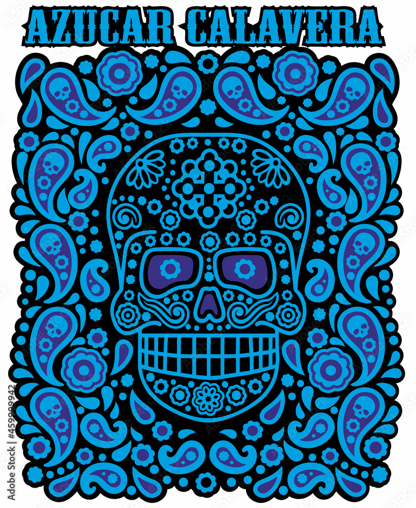 Fototapeta premium Mexican sugar skull and paisley, vintage design t shirts 