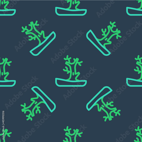Line Bare tree icon isolated seamless pattern on blue background. Vector © Kostiantyn