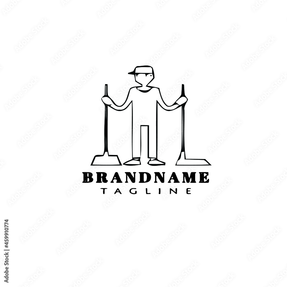 cleaning services cartoon logo icon design template black isolated vector cleaning services cartoon logo icon design template black isolated vector