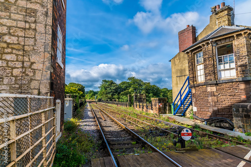 A view from the train station along the viaduct in the town of Knaresborough in Yorkshire, UK in summertime photo