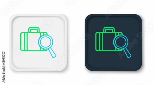 Line Airline service of finding lost baggage icon isolated on white background. Search luggage. Colorful outline concept. Vector