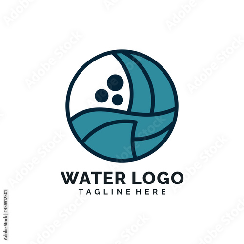 Water wave modern minimalist logo design