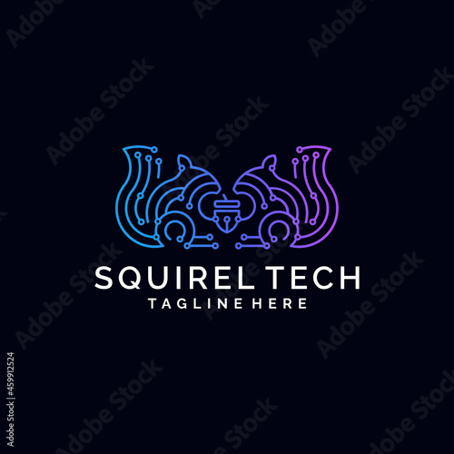 Modern squirel tech futuristic logo design