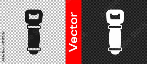 Black Bottle opener icon isolated on transparent background. Vector