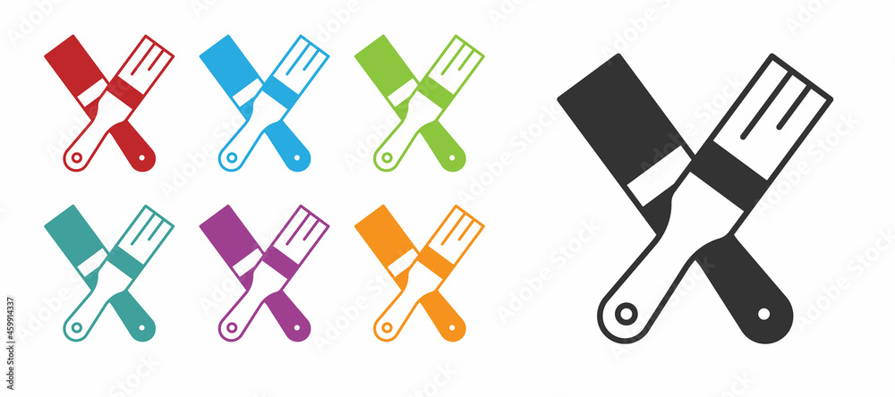 Obraz premium Black Paint brush icon isolated on white background. Set icons colorful. Vector