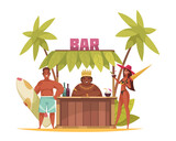 Hawaii Bar Cartoon Illustration