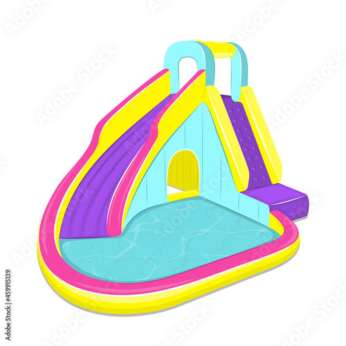 Vector illustration of inflatable slides isolated on white background.