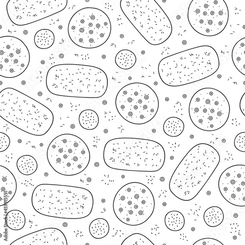 Seamless pattern with ciabatta, focaccia, buns.