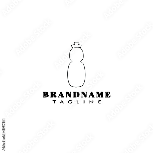 sport water bottle logo cartoon icon design template black isolated vector