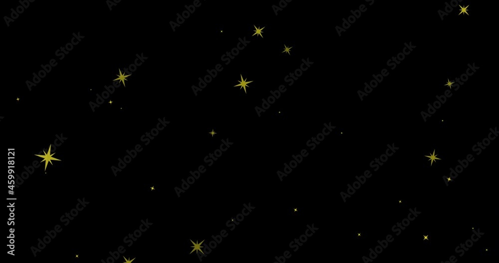 Animation of gold stars falling on black background Animation of gold stars falling on black background